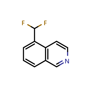 Chemical structure of 5-(difluoromethyl)isoquinoline , CAS 1204298-57-6, AChemBlock T91617