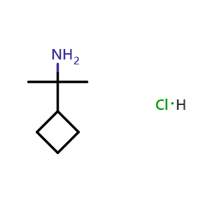 Chemical structure of 2-cyclobutylpropan-2-amine hydrochloride , CAS 1864058-17-2, AChemBlock T91618