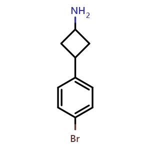 Chemical structure of 3-(4-bromophenyl)cyclobutan-1-amine , CAS 1156296-38-6, AChemBlock T91642