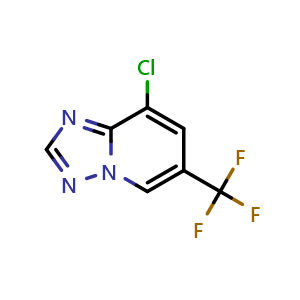 Chemical structure of 8-chloro-6-(trifluoromethyl)-[1,2,4]triazolo[1,5-a]pyridine , CAS 2155874-86-3, AChemBlock T91651
