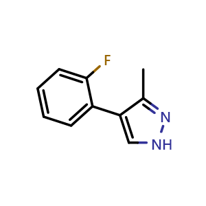 Chemical structure of 4-(2-fluorophenyl)-3-methyl-1H-pyrazole , CAS 2138219-30-2, AChemBlock T91652