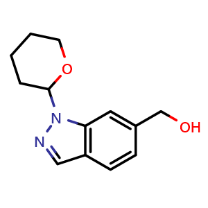 Chemical structure of (1-(tetrahydro-2H-pyran-2-yl)-1H-indazol-6-yl)methanol , CAS 1337881-52-3, AChemBlock T91657
