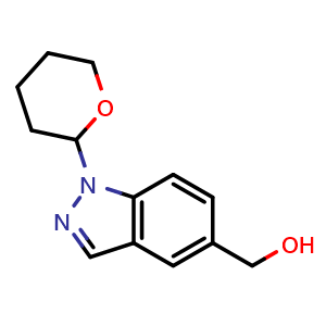 Chemical structure of (1-(tetrahydro-2H-pyran-2-yl)-1H-indazol-5-yl)methanol , CAS 1337881-23-8, AChemBlock T91658