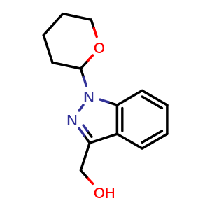 Chemical structure of (1-(tetrahydro-2H-pyran-2-yl)-1H-indazol-3-yl)methanol , CAS 1337881-20-5, AChemBlock T91659