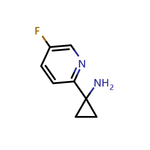 Chemical structure of 1-(5-fluoropyridin-2-yl)cyclopropan-1-amine , CAS 1260830-75-8, AChemBlock T91692