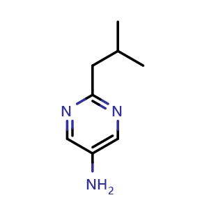 Chemical structure of 2-(2-methylpropyl)pyrimidin-5-amine , CAS 944901-53-5, AChemBlock T91704