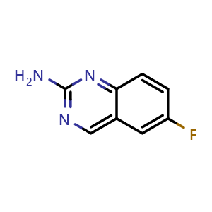 Chemical structure of 6-fluoroquinazolin-2-amine , CAS 20028-72-2, AChemBlock T91731