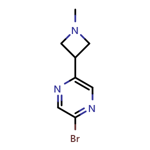 Chemical structure of 2-bromo-5-(1-methylazetidin-3-yl)pyrazine , CAS 2306275-38-5, AChemBlock T91746
