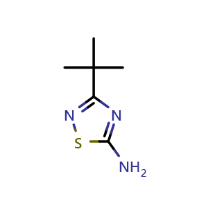 Chemical structure of 3-tert-Butyl-1,2,4-thiadiazol-5-amine , CAS 13383-44-3, AChemBlock T91755