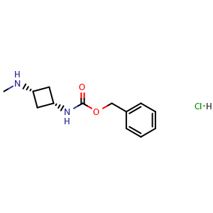 Chemical structure of benzyl (1s,3s)-3-(methylamino)cyclobutylcarbamate hydrochloride , CAS 2204290-99-1, AChemBlock T91759