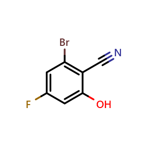 Chemical structure of 3-Bromo-5-fluoro-2-cyanophenol , CAS 1807005-80-6, AChemBlock T91762
