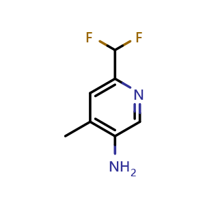 Chemical structure of 6-(difluoromethyl)-4-methylpyridin-3-amine , CAS 1805167-21-8, AChemBlock T91765