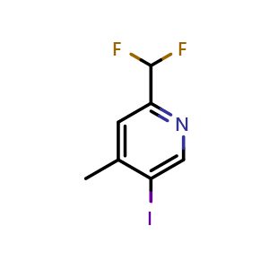 Chemical structure of 2-(difluoromethyl)-5-iodo-4-methylpyridine , CAS 1805119-15-6, AChemBlock T91766