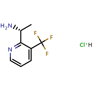 Chemical structure of (R)-1-(3-(trifluoromethyl)pyridin-2-yl)ethan-1-amine hydrochloride , CAS 1213050-63-5, AChemBlock T91770