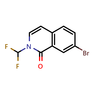 Chemical structure of 7-bromo-2-(difluoromethyl)isoquinolin-1(2H)-one , CAS 2411634-69-8, AChemBlock T91772