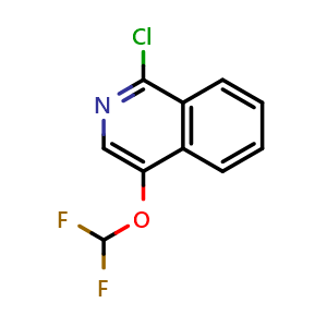 Chemical structure of 1-chloro-4-(difluoromethoxy)isoquinoline , CAS 2411640-07-6, AChemBlock T91773