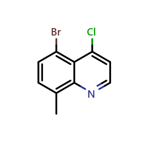 Chemical structure of 5-bromo-4-chloro-8-methylquinoline , CAS 1157374-62-3, AChemBlock T91775