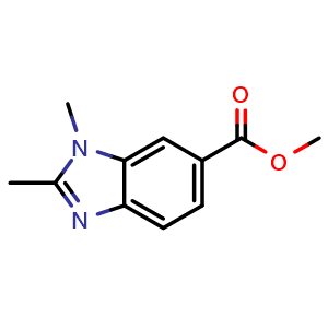 Chemical structure of methyl 2,3-dimethyl-3H-benzo[d]imidazole-5-carboxylate , CAS 1038387-93-7, AChemBlock T91785