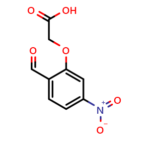 Chemical structure of 2-(2-formyl-5-nitrophenoxy)acetic acid , CAS 24589-90-0, AChemBlock T91816