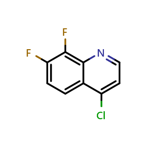 Chemical structure of 4-chloro-7,8-difluoroquinoline , CAS 1189105-64-3, AChemBlock T91819