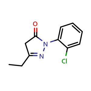 Chemical structure of 2-(2-chlorophenyl)-5-ethyl-2,4-dihydro-3H-pyrazol-3-one , CAS 1096822-80-8, AChemBlock T91824