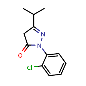 Chemical structure of 2-(2-chlorophenyl)-5-isopropyl-2,4-dihydro-3H-pyrazol-3-one , CAS 1096798-31-0, AChemBlock T91825