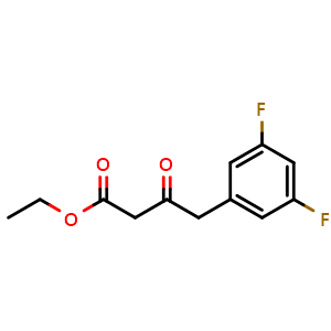 Chemical structure of ethyl 4-(3,5-difluorophenyl)-3-oxobutanoate , CAS 1032507-17-7, AChemBlock T91832