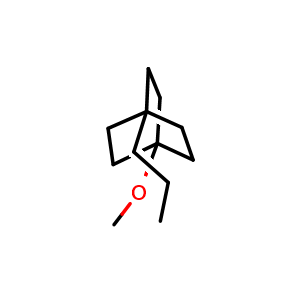 Chemical structure of 1-methoxy-4-propyl-bicyclo[2.2.2]octane , CAS 2411640-98-5, AChemBlock T91837