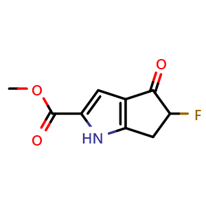 Chemical structure of methyl 5-fluoro-4-oxo-5,6-dihydro-1H-cyclopenta[b]pyrrole-2-carboxylate , CAS 2387599-15-5, AChemBlock T91838