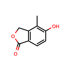 Chemical structure of 5-Hydroxy-4-methyl-3H-isobenzofuran-1-one , CAS 1194700-73-6, AChemBlock T91847