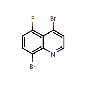 Chemical structure of 4,8-dibromo-5-fluoroquinoline , CAS 1692572-44-3, AChemBlock T91859