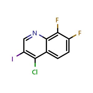 Chemical structure of 4-Chloro-7,8-difluoro-3-iodoquinoline , CAS 1431364-42-9, AChemBlock T91860
