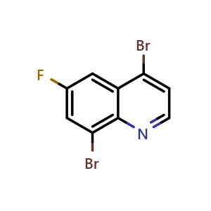 Chemical structure of 4,8-dibromo-6-fluoroquinoline , CAS 1592375-65-9, AChemBlock T91877