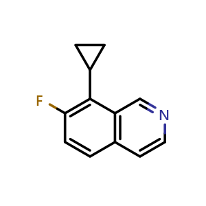 Chemical structure of 8-cyclopropyl-7-fluoroisoquinoline , CAS 2411639-66-0, AChemBlock T91963