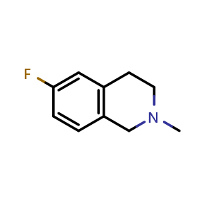 Chemical structure of 6-fluoro-2-methyl-1,2,3,4-tetrahydroisoquinoline , CAS 50396-67-3, AChemBlock T91969