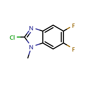 Chemical structure of 2-chloro-5,6-difluoro-1-methyl-1H-benzo[d]imidazole , CAS 1353679-55-6, AChemBlock T91977
