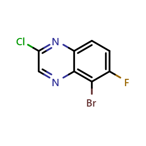 Chemical structure of 5-bromo-2-chloro-6-fluoroquinoxaline , CAS 2411637-26-6, AChemBlock T91991