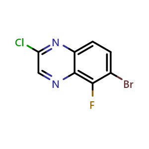 Chemical structure of 6-bromo-2-chloro-5-fluoroquinoxaline , CAS 2411635-10-2, AChemBlock T91992