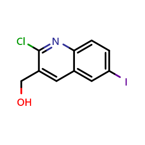 Chemical structure of (2-Chloro-6-iodoquinolin-3-yl)methanol , CAS 2322888-15-1, AChemBlock T92000