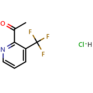 Chemical structure of 1-(3-(trifluoromethyl)pyridin-2-yl)ethan-1-one hydrochloride , CAS 2411636-37-6, AChemBlock T92019