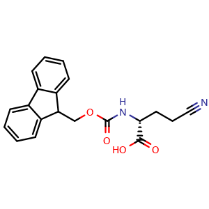 Chemical structure of (R)-2-Fmoc-amino-4-cyanobutyric acid , CAS 1262802-58-3, AChemBlock T92069
