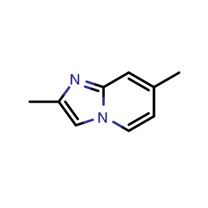 Chemical structure of 2,7-dimethylimidazo[1,2-a]pyridine , CAS 3268-61-9, AChemBlock T92075