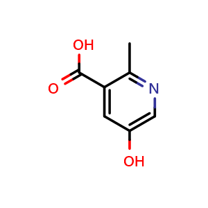 Chemical structure of 5-hydroxy-2-methylpyridine-3-carboxylic acid , CAS 89937-79-1, AChemBlock T92101