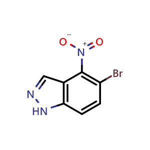 Chemical structure of 5-bromo-4-nitro-1H-indazole , CAS 2133005-85-1, AChemBlock T92128