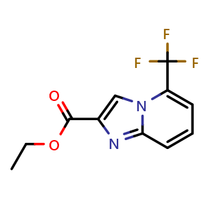 Chemical structure of ethyl 5-(trifluoromethyl)imidazo[1,2-a]pyridine-2-carboxylate , CAS 1260885-46-8, AChemBlock T92129
