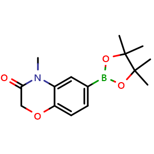 Chemical structure of 4-methyl-6-(4,4,5,5-tetramethyl-1,3,2-dioxaborolan-2-yl)-2H-benzo[b][1,4]oxazin-3(4H)-one , CAS 1218790-29-4, AChemBlock T92134