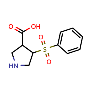 Chemical structure of 4-(benzenesulfonyl)pyrrolidine-3-carboxylic acid , CAS 1432679-65-6, AChemBlock T92141