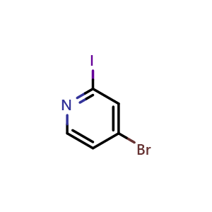 Chemical structure of 4-Bromo-2-iodo-pyridine , CAS 100523-83-9, AChemBlock T92159