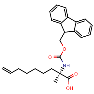 Chemical structure of (R)-2-(Fmoc-amino)-2-methylnon-8-enoic acid , CAS 1311933-84-2, AChemBlock T92176