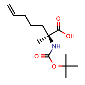 Chemical structure of (S)-2-(Boc-amino)-2-methylhept-6-enoic acid , CAS 1263048-46-9, AChemBlock T92179